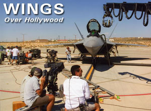 Movie set crew shooting on an airport runway Wings over Hollywood