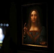 Leonardo da Vinci’s Salvator Mundi painting at Christie’s in New York
